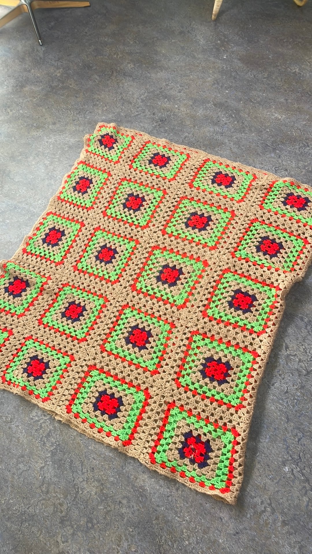 Gehaakte sprei 1 persoons/doek/ kleed, Gebruikt, 104 cm, Ophalen of Verzenden, Meerkleurig