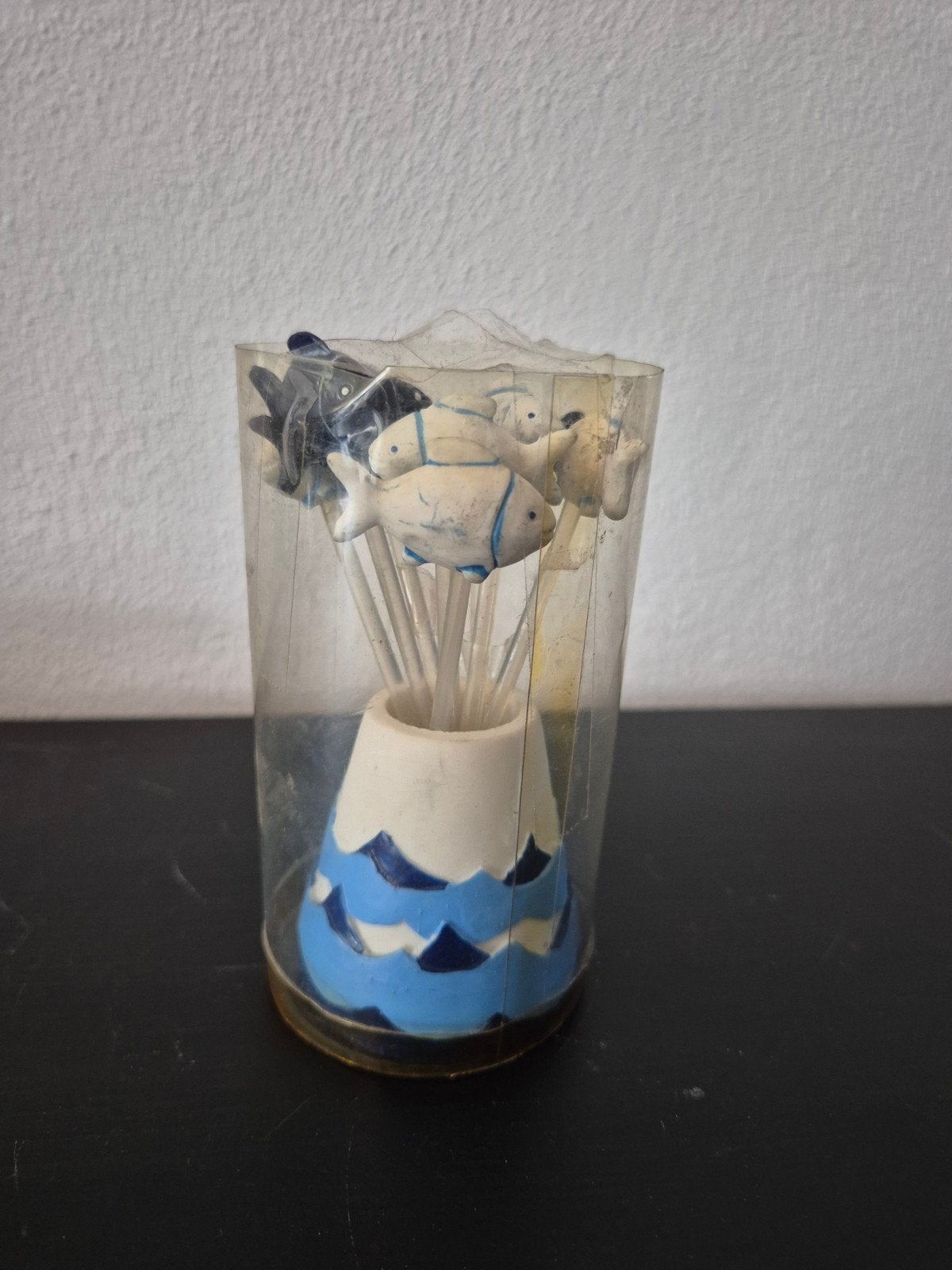 Leuke visvormige cocktailprikkers met houder, Huis en Inrichting, Kunststof, Ophalen of Verzenden, Meerkleurig, Overige merken