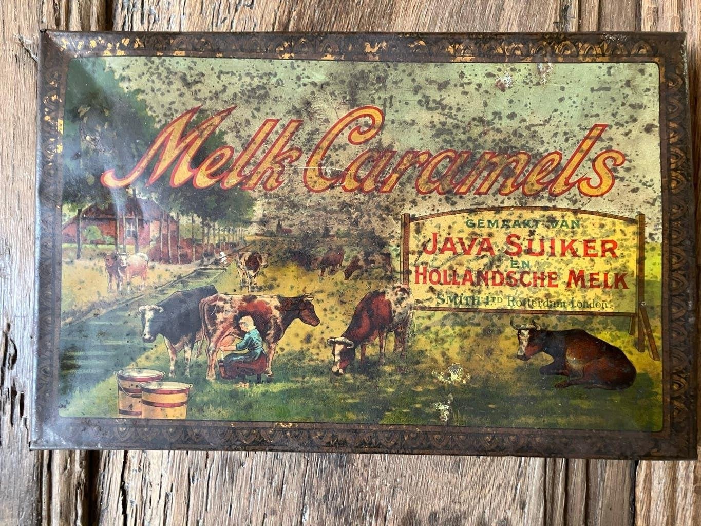 Antiek blik; Melk Caramels, Smith Ltd. Rotterdam - London, Antiek en Kunst, Ophalen of Verzenden