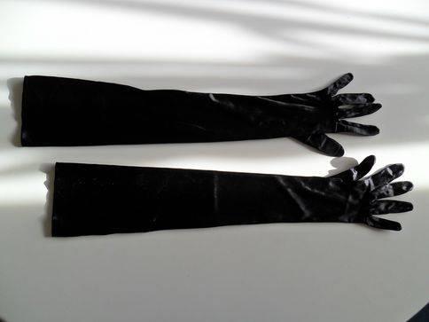 feestelijke mooie lange glanzende zwarte handschoenen maat L, Kleding | Dames, Gelegenheidskleding, Maat 38/40 (M), Overige typen