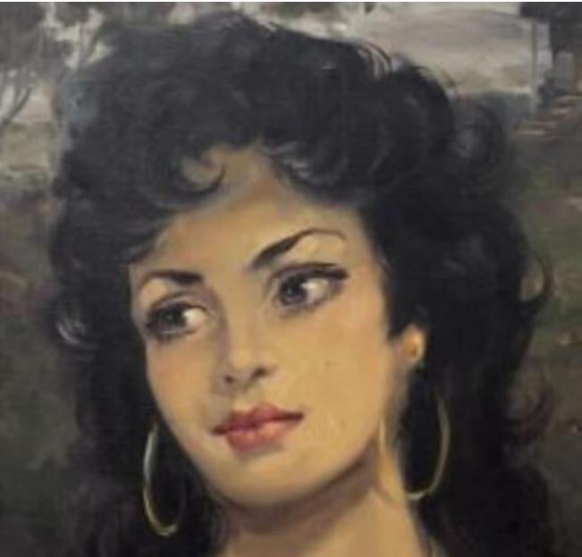 vintage schilderij ``Zuiderse Schone`` 50-60er zigeunerin, Ophalen, Huis en Inrichting