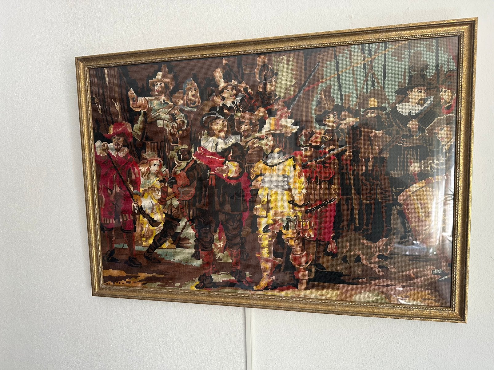 Ingelijst borduurwerk de nachtwacht, Ophalen