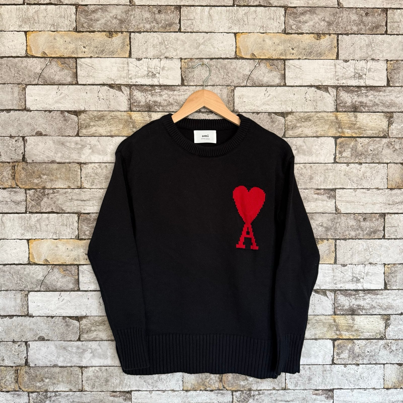 Ami Paris knitwear trui met hartlogo, Kleding | Heren, Ophalen of Verzenden, Zo goed als nieuw, Maat 48/50 (M), Zwart