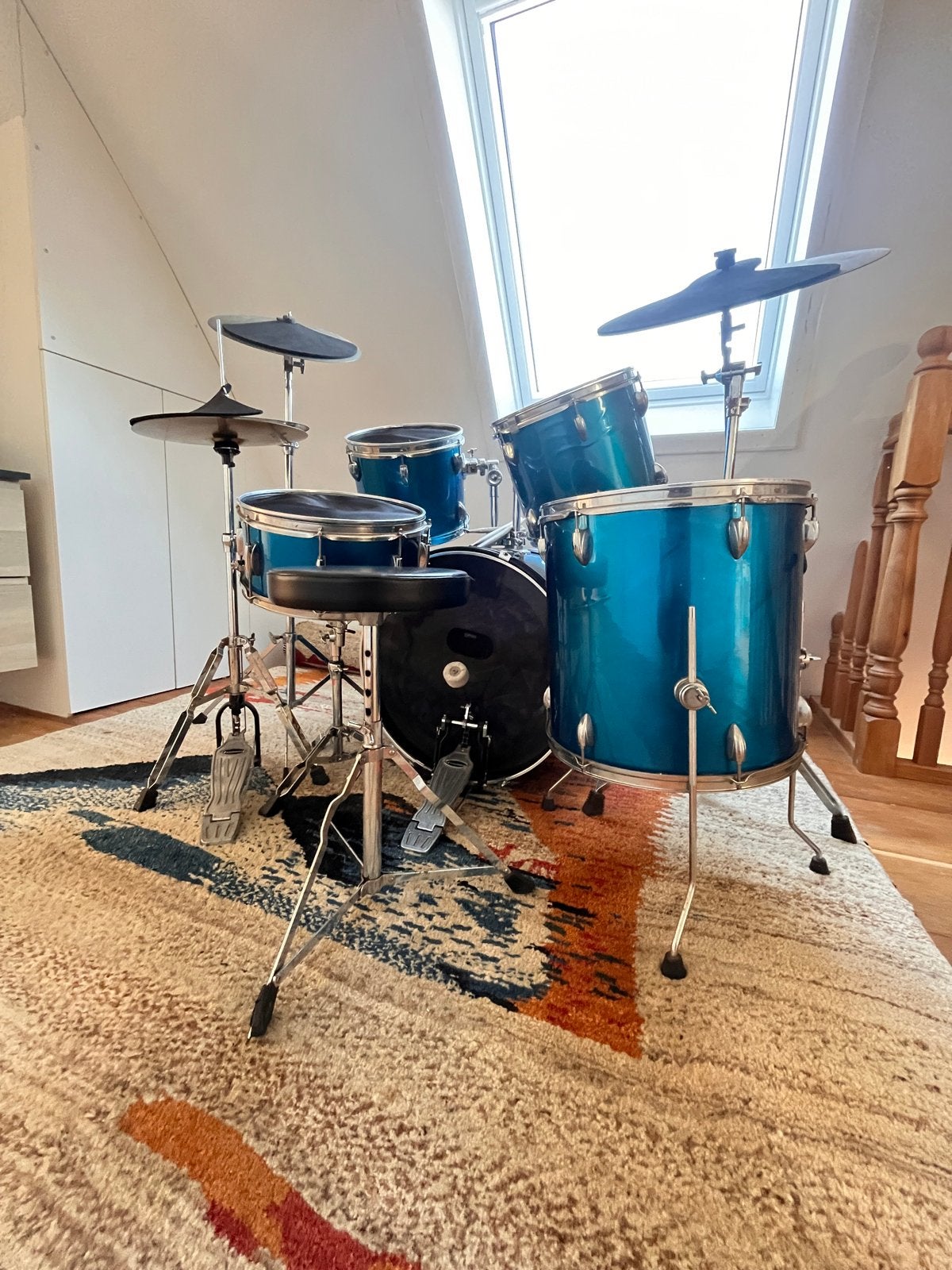 Complete Ludwig drumstel met stoel en bekkens, Muziek en Instrumenten, Ophalen, Gebruikt, Ludwig