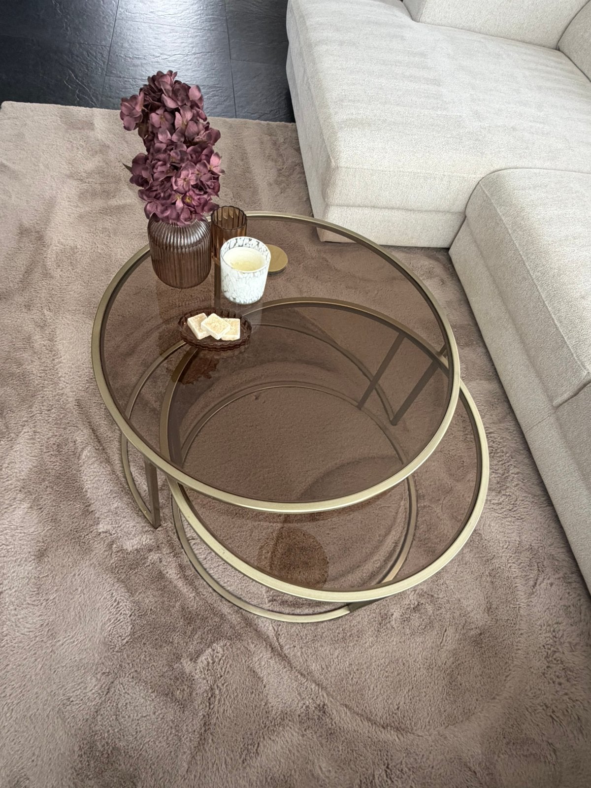 Salon tafels, Ophalen, Rond, 50 tot 100 cm, Glas