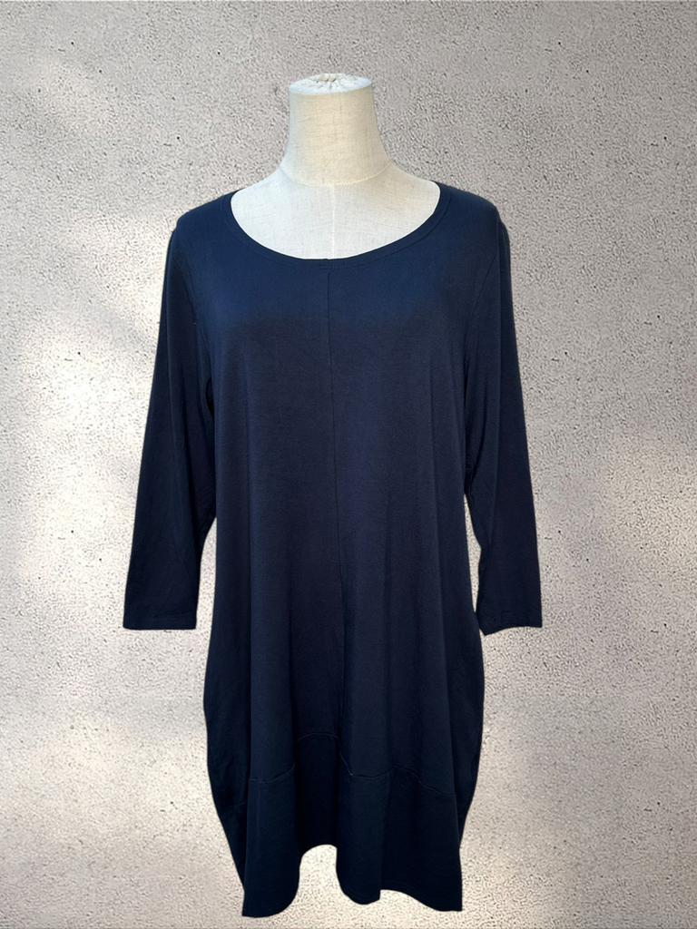 Bypias Navy Bamboo Tunic Oversized Minimalist Dress Size M, Ophalen of Verzenden, Zo goed als nieuw, Blauw