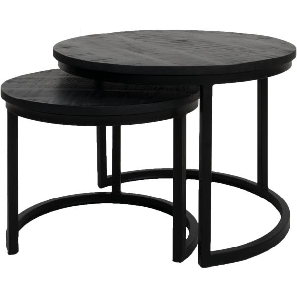 Salontafel Mangohout / Zwart, Huis en Inrichting, Tafels | Salontafels, Ophalen, Minder dan 50 cm, Rond, Minder dan 50 cm