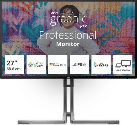 AOC U27U3CV - 4K Grafisch Design Monitor - USB-C Dock - 27 i, Computers en Software, Monitoren, Nieuw, Ophalen of Verzenden, Ultra HD (4K)