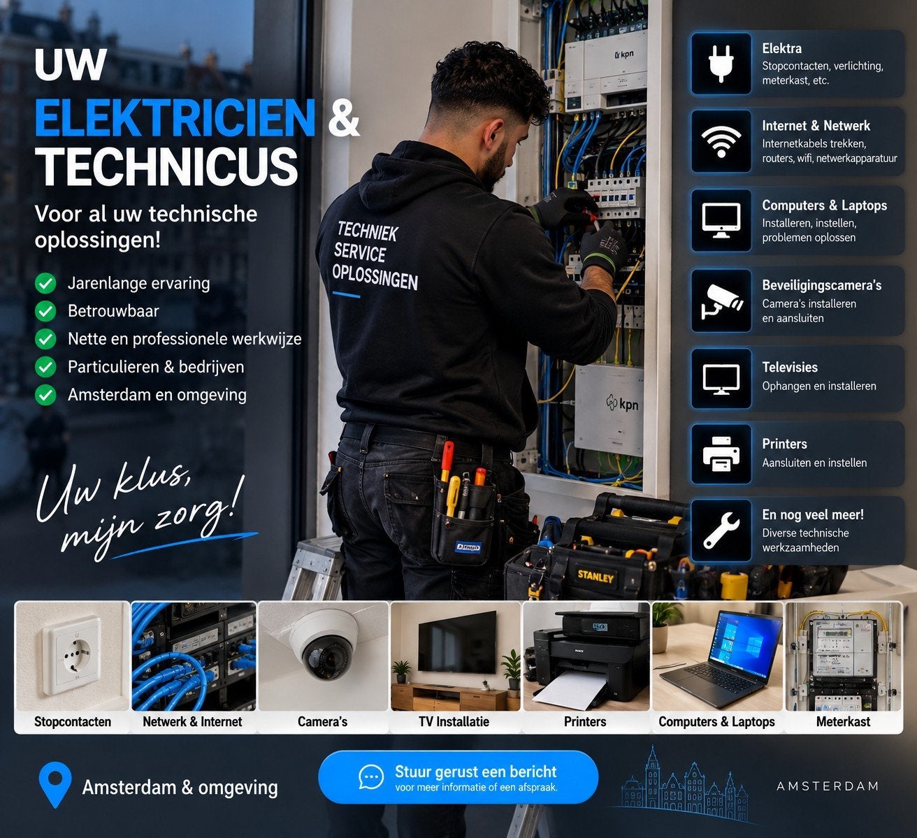 Elektricien & Technicus Amsterdam | Elektra, Internet, Diensten en Vakmensen, 24-uursservice