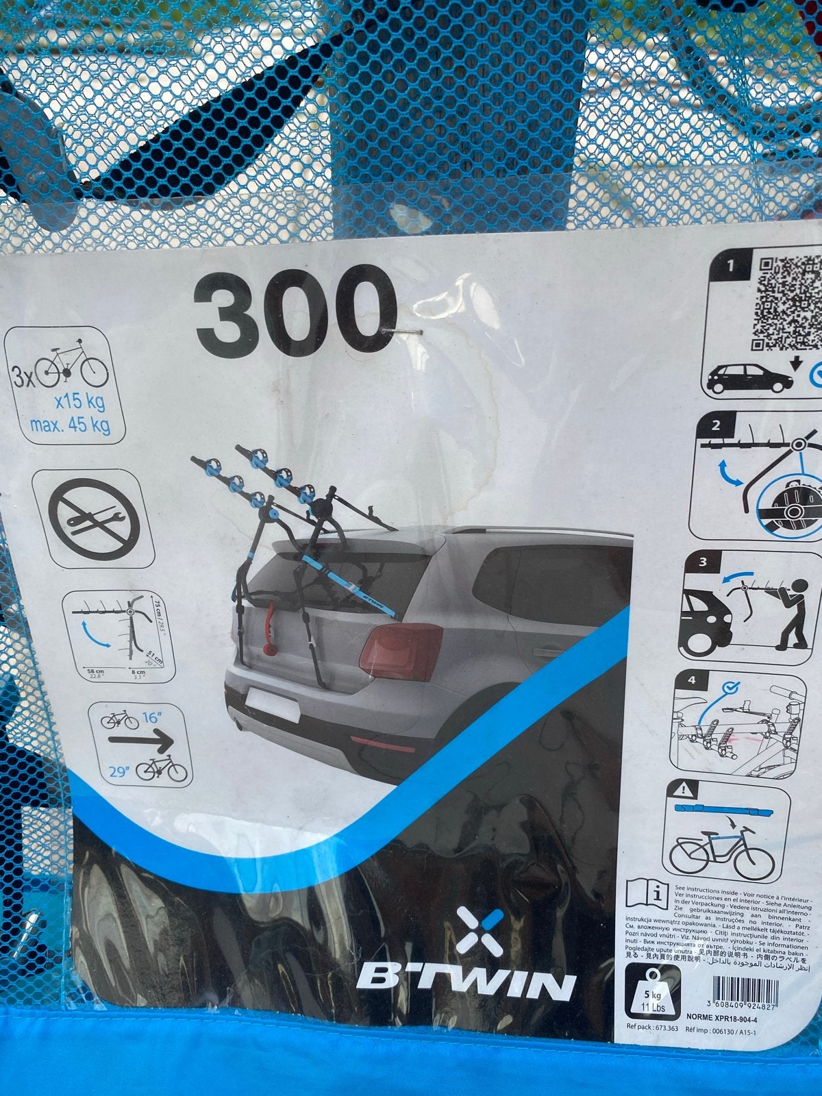 B'Twin 300 Achterklepdrager voor 3 fietsen, Verzenden, 3 fietsen of meer, Gebruikt, Achterklepdrager
