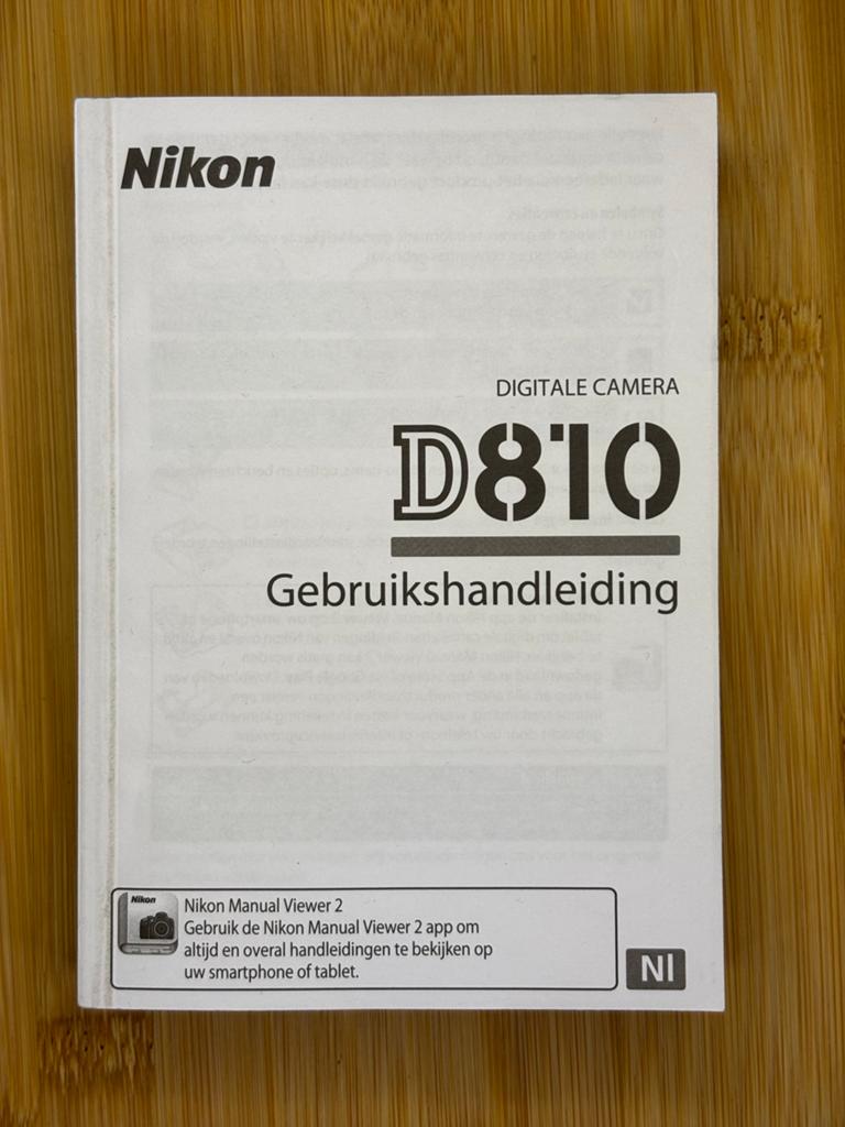 Nikon D810  Gebruikershandleiding nederlandstalig, Boeken, Ophalen of Verzenden, Zo goed als nieuw