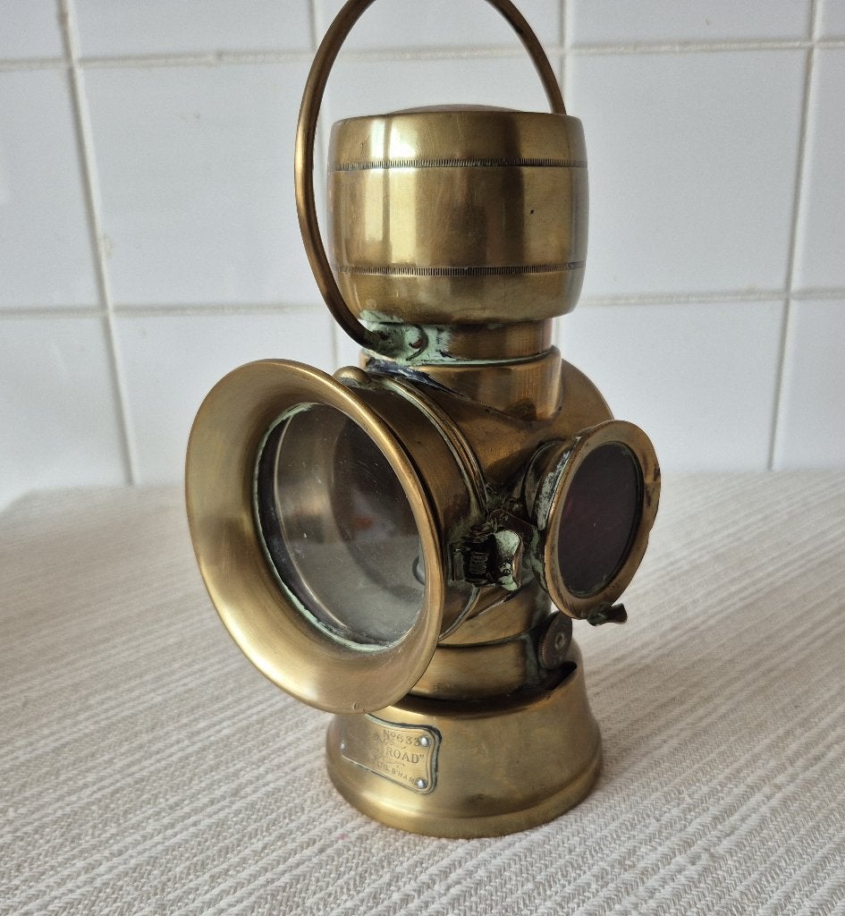 Antieke auto lamp, lantaarn, olielamp, autolamp, Antiek en Kunst, Antiek | Lampen, Verzenden