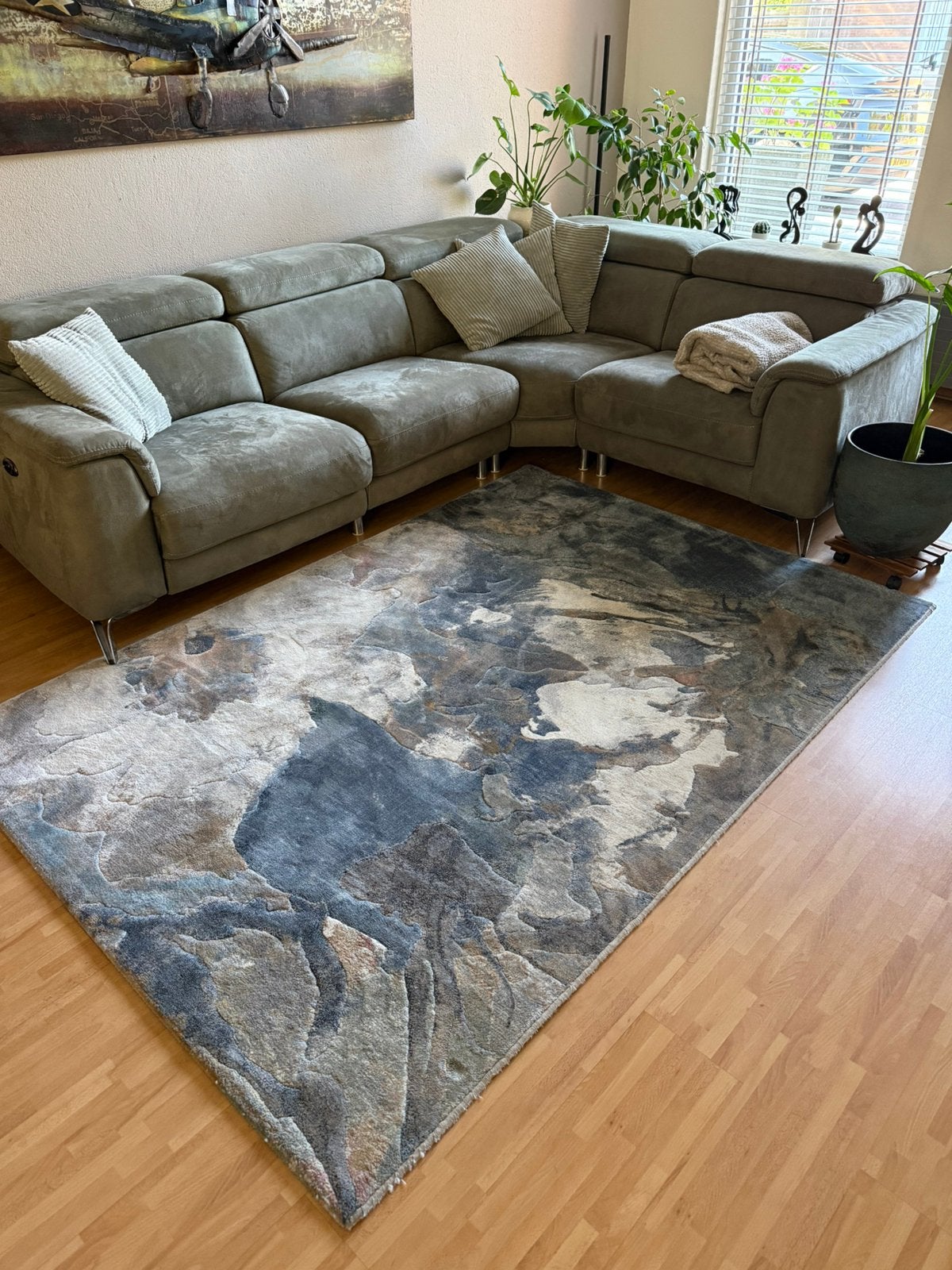 Botanica blue karpet 160x230, Ophalen, Grijs, 150 tot 200 cm, 200 cm of meer