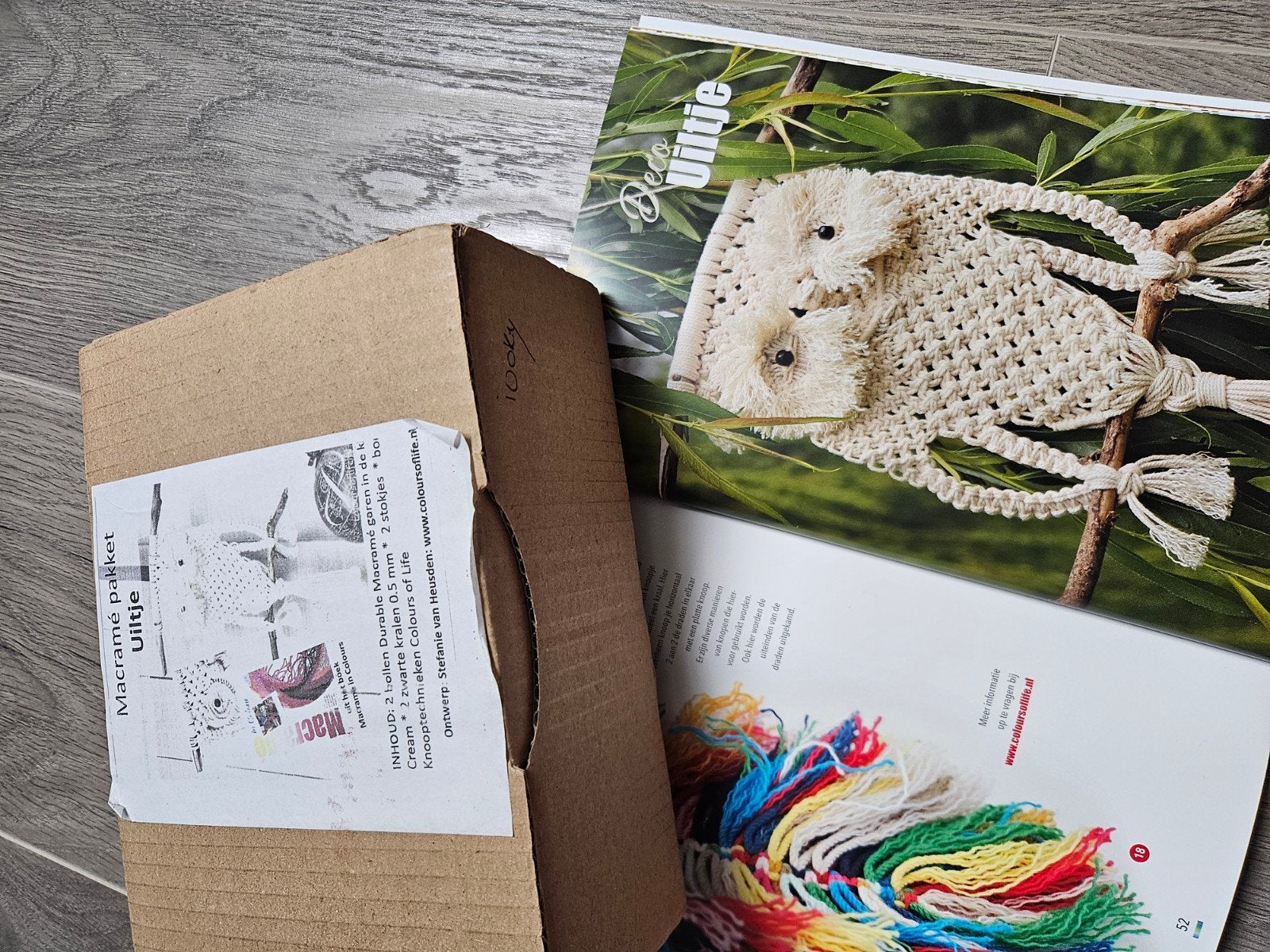 Macramé uiltje pakket met patronenboek, Nieuw, Ophalen of Verzenden, Knutselset, Textiel