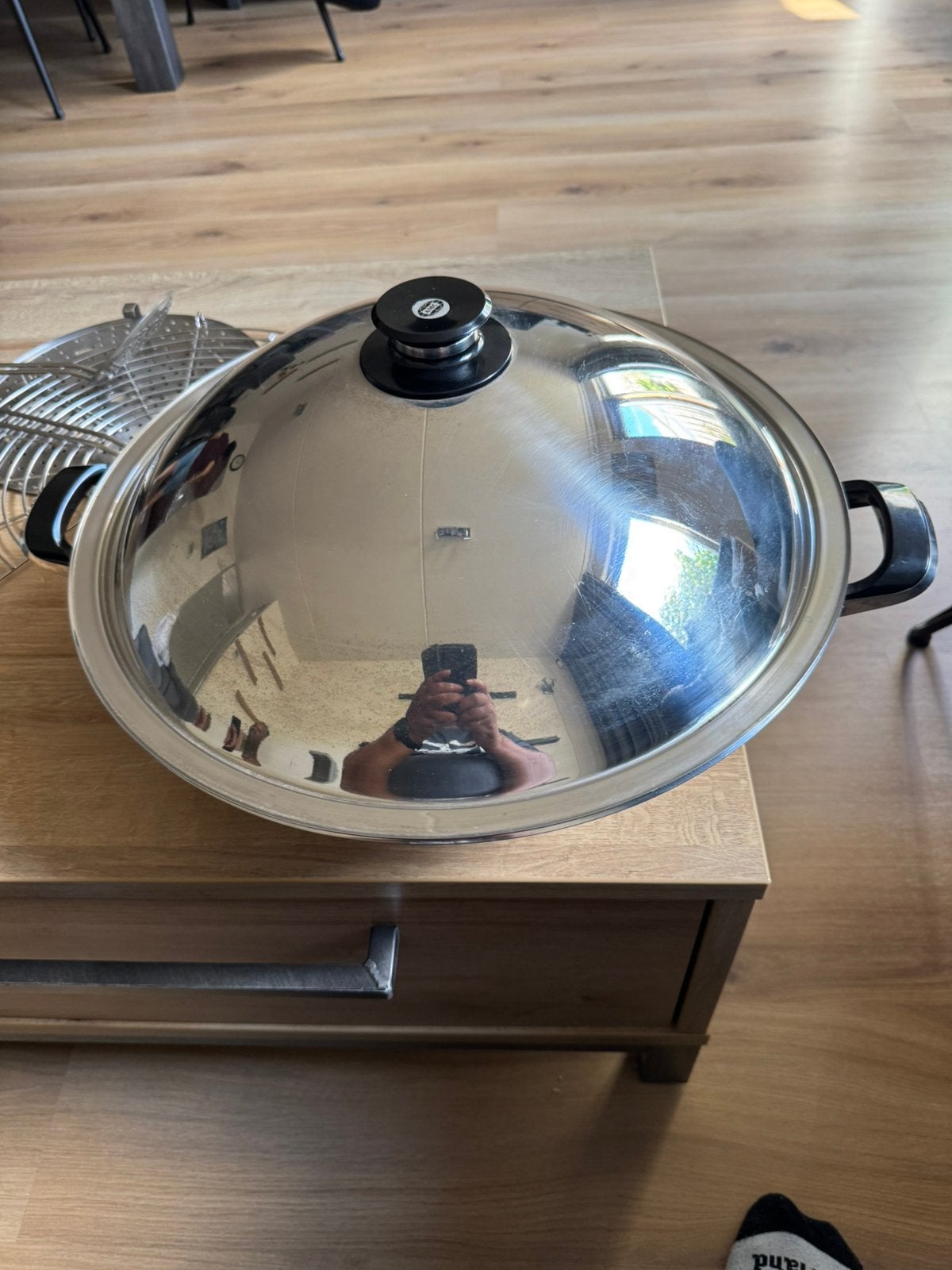 AMC wok 43 cm 7.5 liter, Huis en Inrichting, Ophalen of Verzenden, Zo goed als nieuw, Wok, AMC