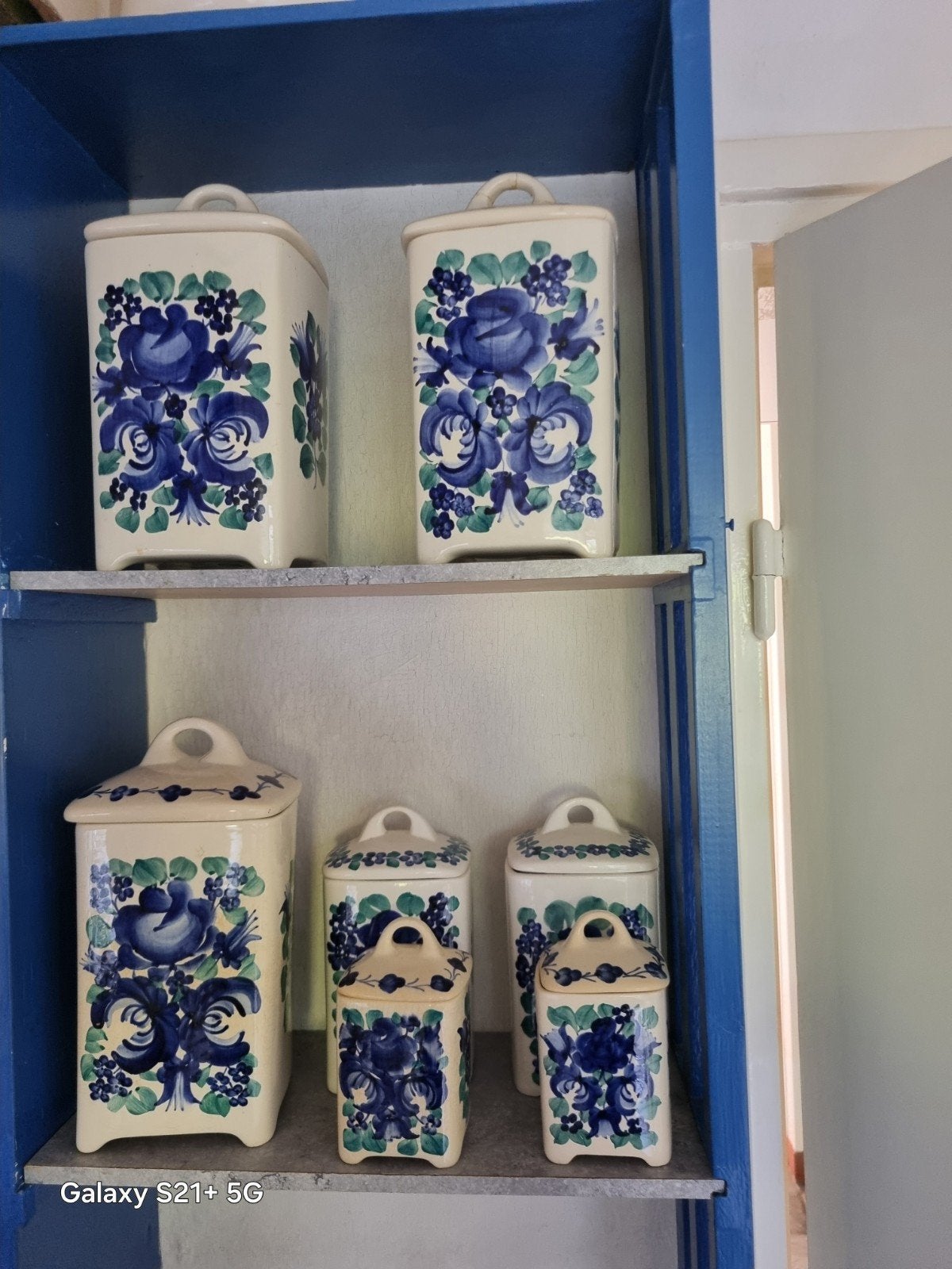 Vintage Poolse Faience Keukenpotten - Handgeschilderd, Ophalen