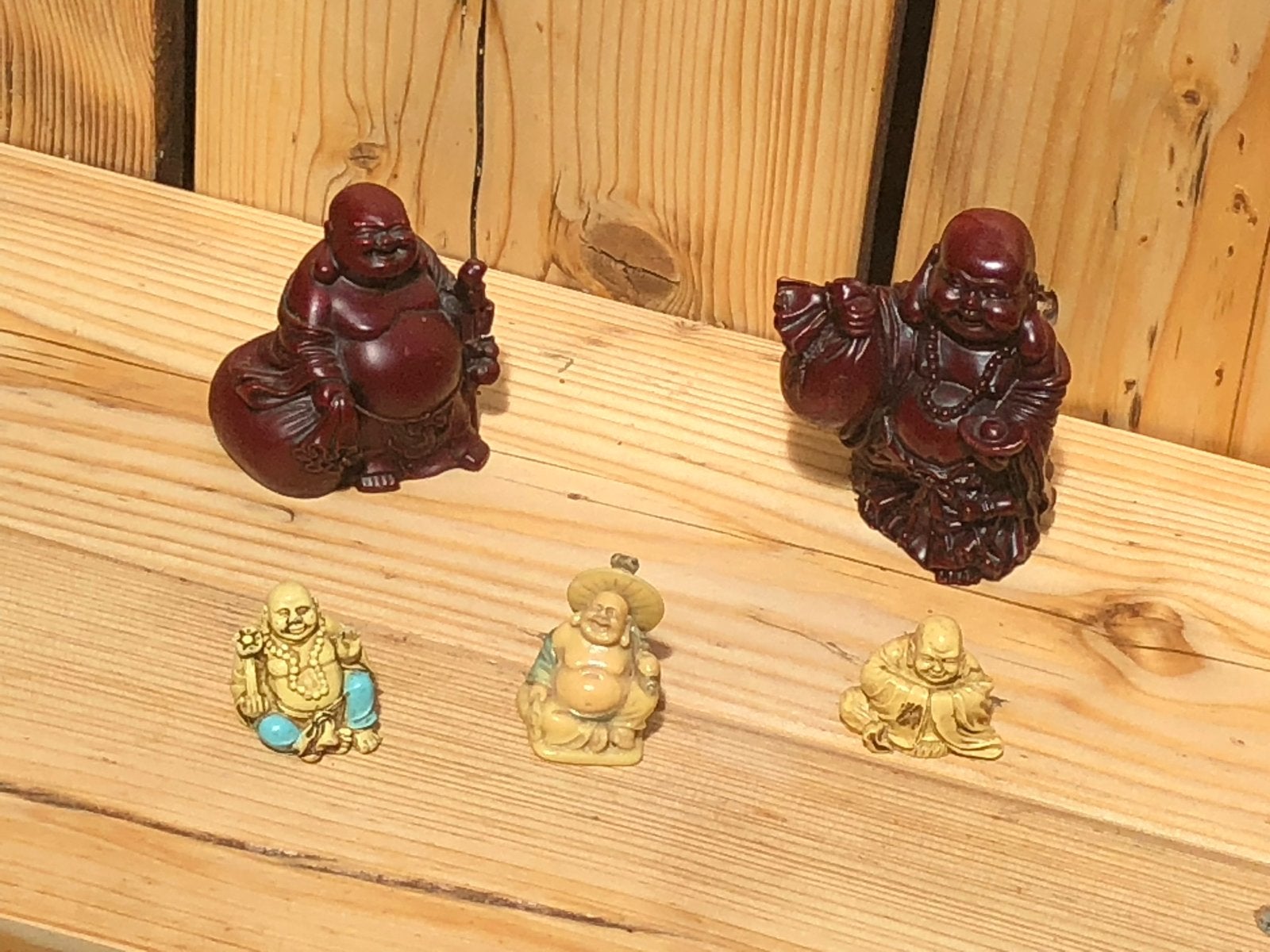 Set van 5 Boeddhabeelden - Decoratieve Beelden, Gebruikt, Ophalen of Verzenden, Meerkleurig, Set