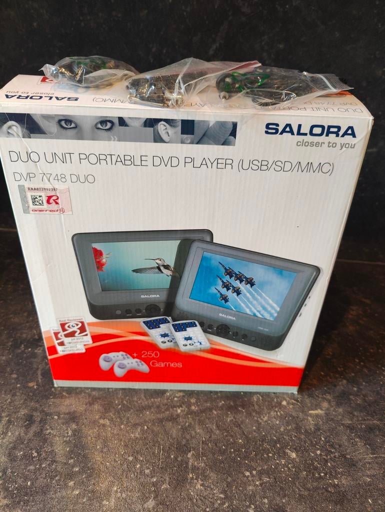 Salora DVP 7748 Duo Portable DVD Speler - Compleet, Audio, Tv en Foto, Dvd-spelers, Ophalen of Verzenden, Overige merken