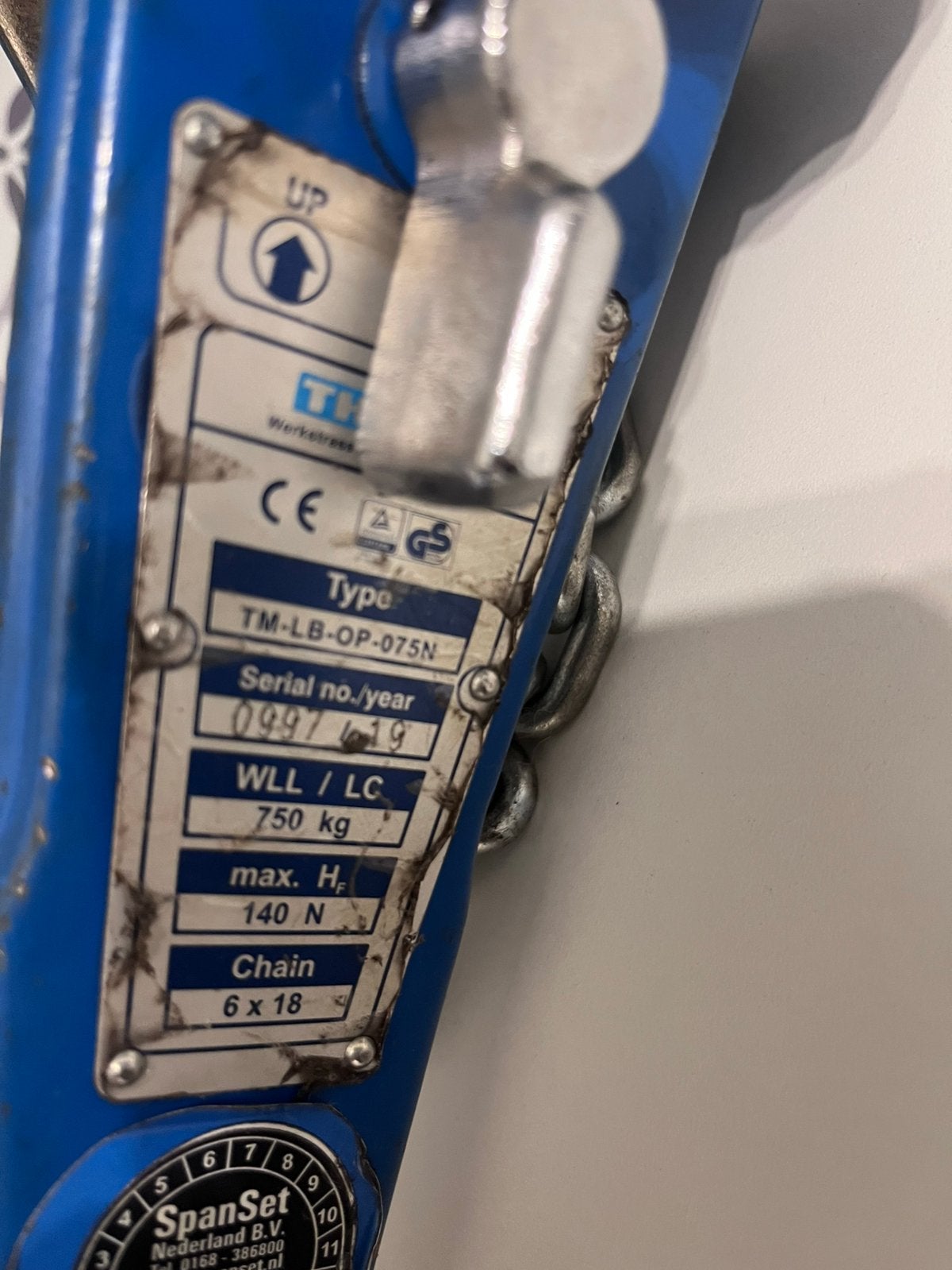 Thiele rateltakel 750 kg – gekeurd tot februari 2027, Ophalen, Gebruikt