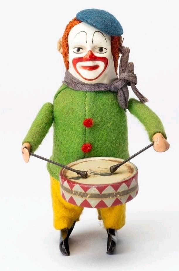 Zeldzame Schuco Solisto Trommelende Clown - Opwindbaar, Antiek en Kunst, Antiek | Speelgoed, Ophalen of Verzenden