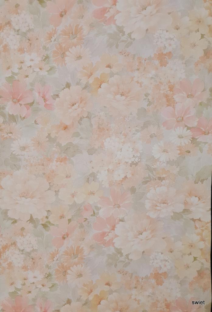 12869 Pastel bloemenbehang origineel oud vintage bloemen, Verzenden, 75 m² of meer, Oranje