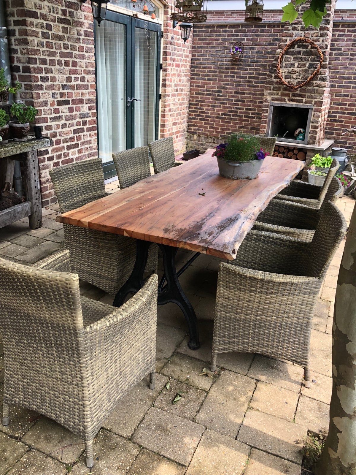 8 Rotan stoelen (1 beschadigd), Huis en Inrichting, Ophalen, Gebruikt, Riet of Rotan, Grijs