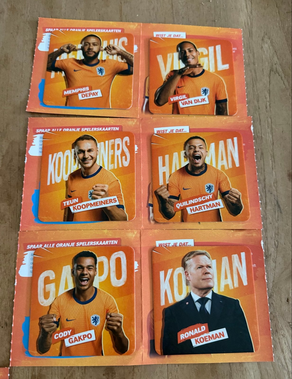 Albert Heijn Oranje Spelerskaarten - 6 stuks, Ophalen of Verzenden, Zo goed als nieuw, Overige binnenlandse clubs, Spelerskaart