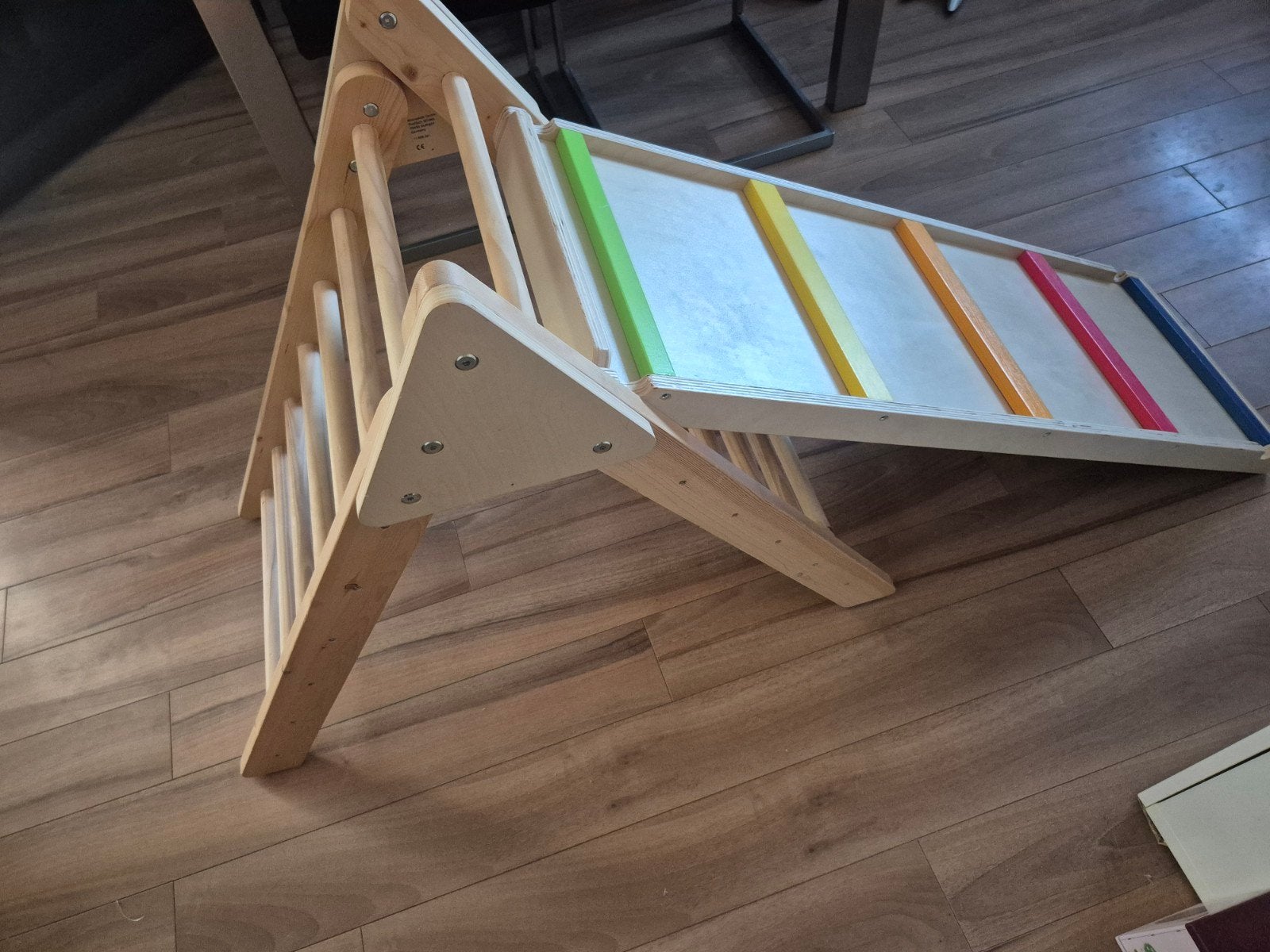 Houten klimdriehoek inklapbaar met glij/klim plank, Ophalen of Verzenden, Zo goed als nieuw, Klimwand