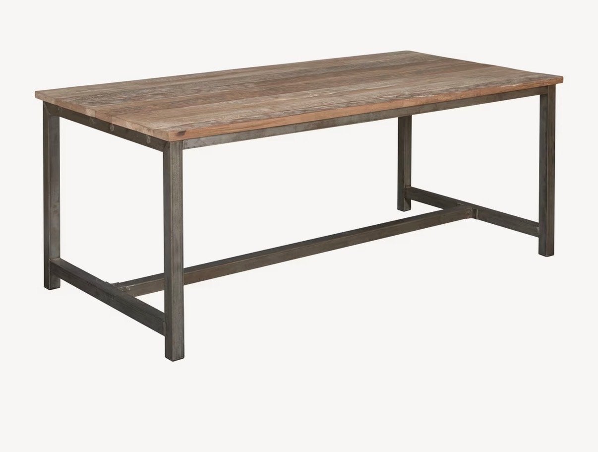 Industriële Eettafel Venetië Teak 180x100 cm, Ophalen, Gebruikt, Teakhout, 50 tot 100 cm