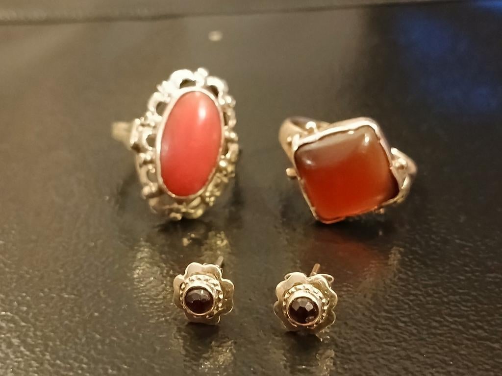 2x 14k Gouden Vintage Ringen & 1x 14k Gouden Oorbellen Set, Ophalen