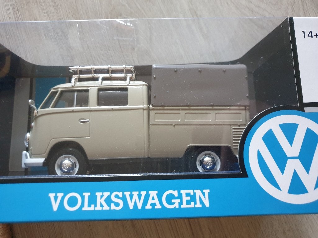 motormax vw volkswagen t1 bus dubbel cabin grijs 1:24 nieuw, Hobby en Vrije tijd, Modelauto's | 1:24, Ophalen of Verzenden, Nieuw
