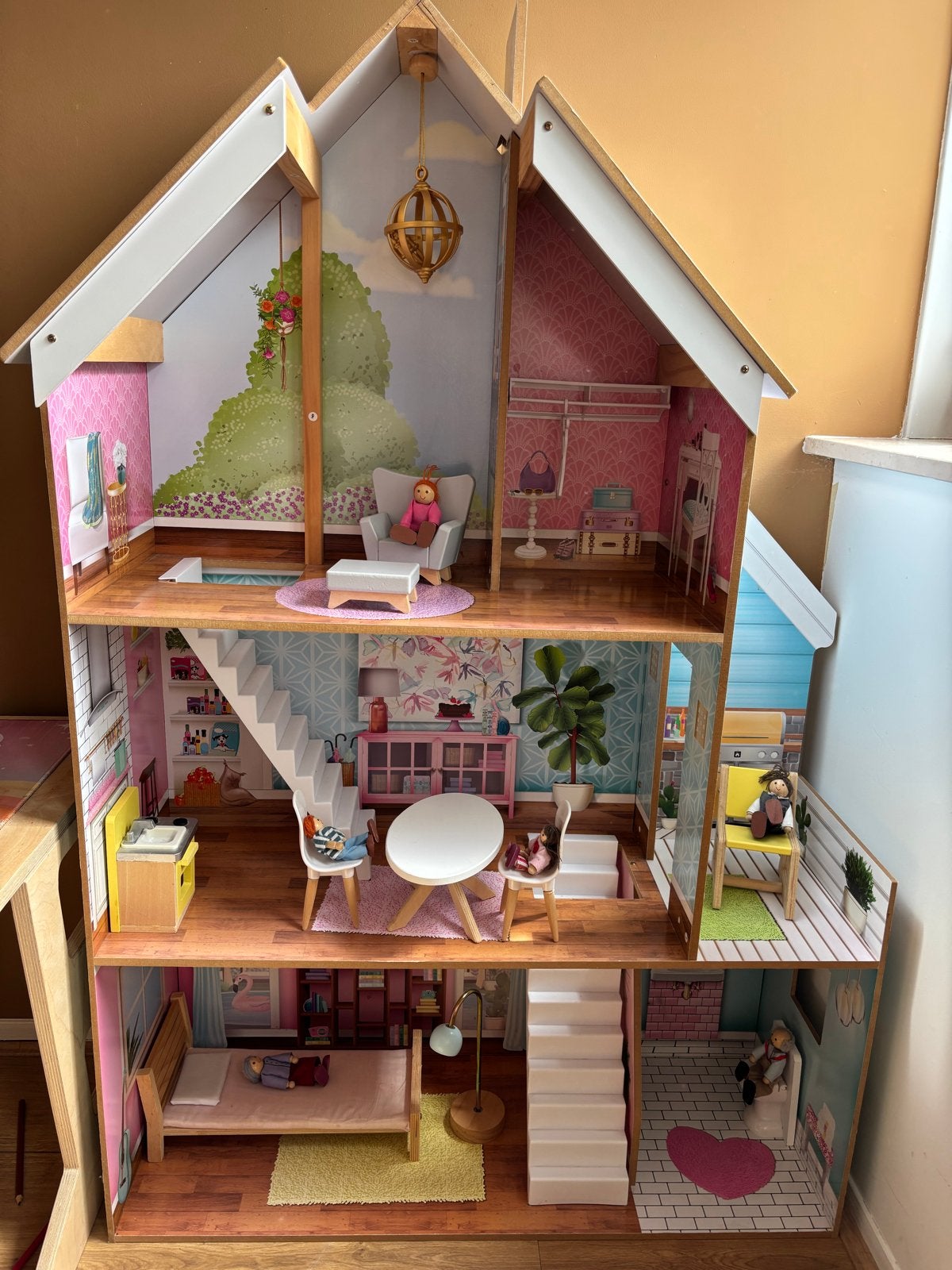 Kidkraft Poppenhuis Zoey 126cm incl Meubels en Poppen, Ophalen, Zo goed als nieuw, Poppenhuis