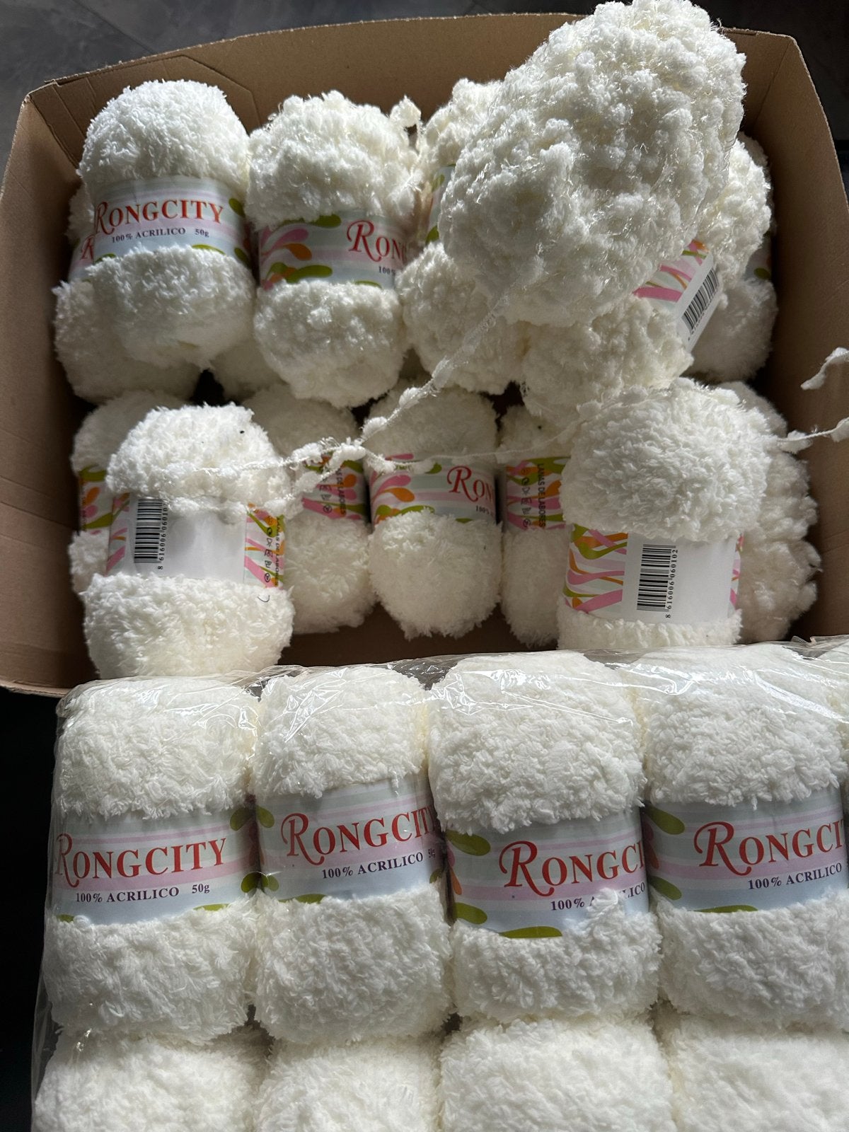 Rongcity 100% Acrilico Garen - Wit (50g per bol), Ophalen of Verzenden, Nieuw, Breien of Haken, Wol of Garen
