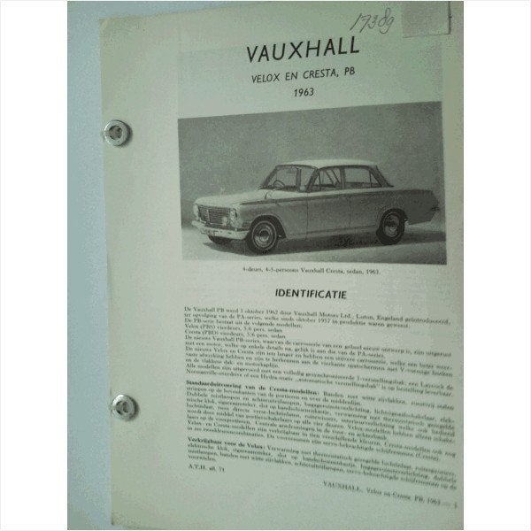 Vauxhall Velox Cresta PB Vraagbaak losbladig 1963 #1 Nederla, Ophalen of Verzenden, Gelezen, Overige merken
