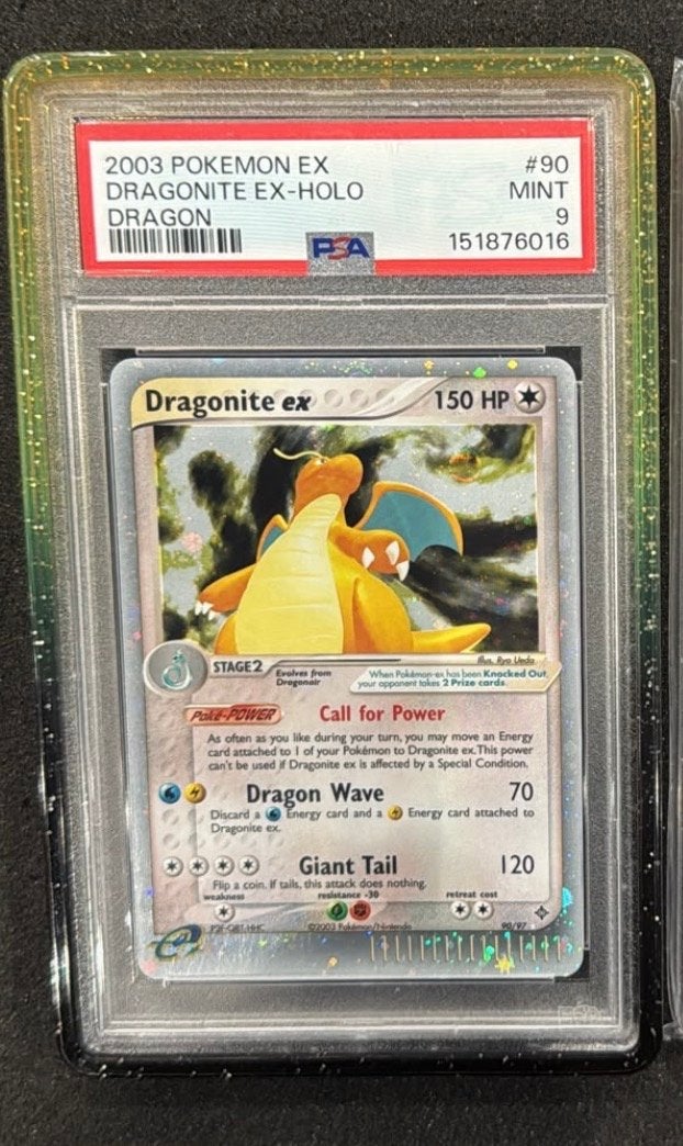 2003 Pokemon EX Dragonite EX-Holo Dragon PSA 9 MINT, Ophalen of Verzenden, Zo goed als nieuw, Losse kaart