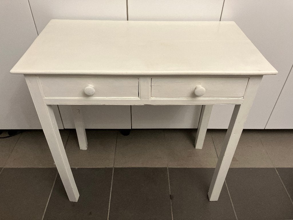 landelijk wit bijzettafeltje side table massief hout, Ophalen, Gebruikt, 75 cm of meer, 60 cm of meer