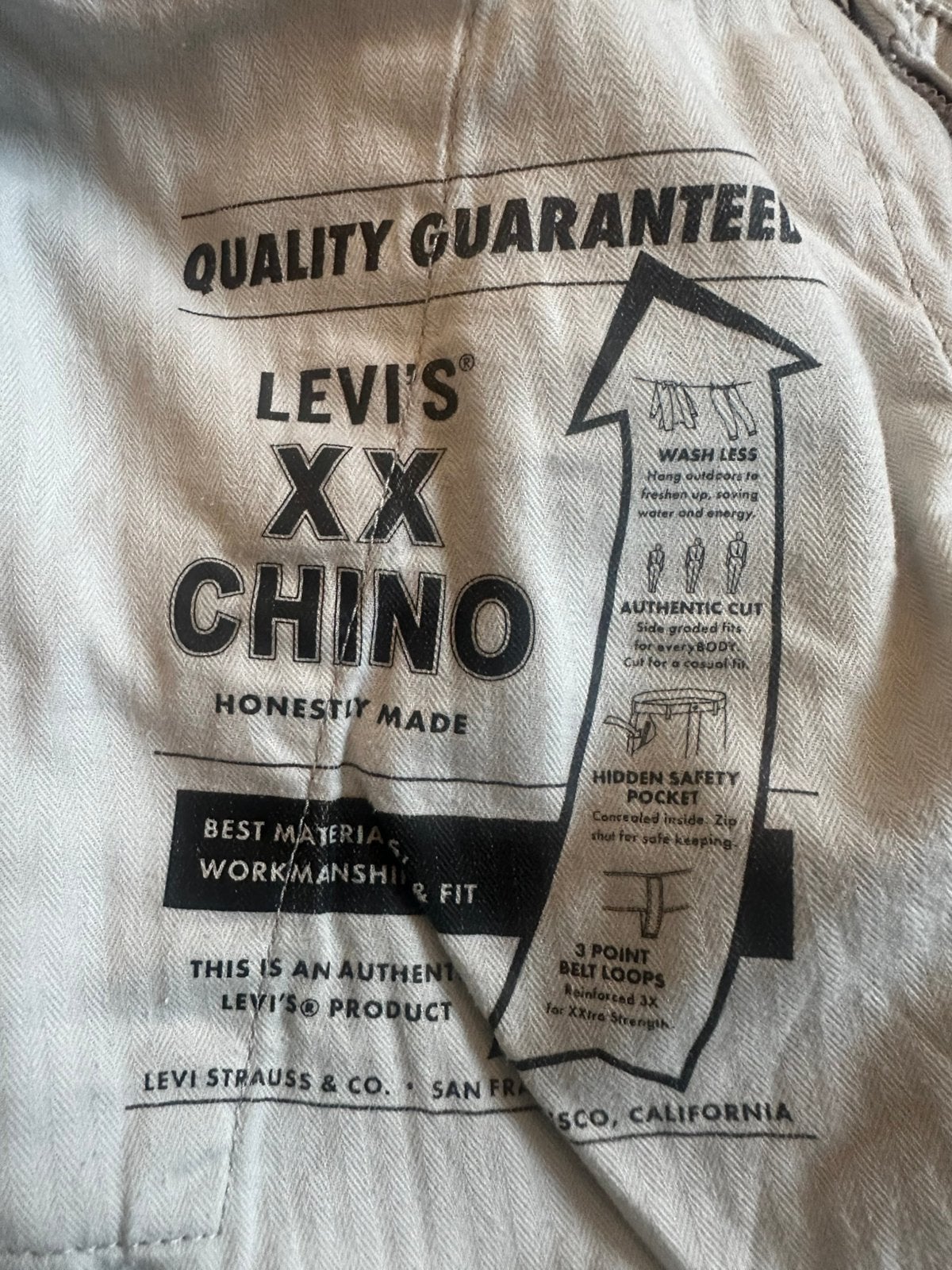 Levi's XX Chino Slim Taper Beige 33x34 met Veiligheidszak, Ophalen of Verzenden, Gedragen, Overige maten, Beige