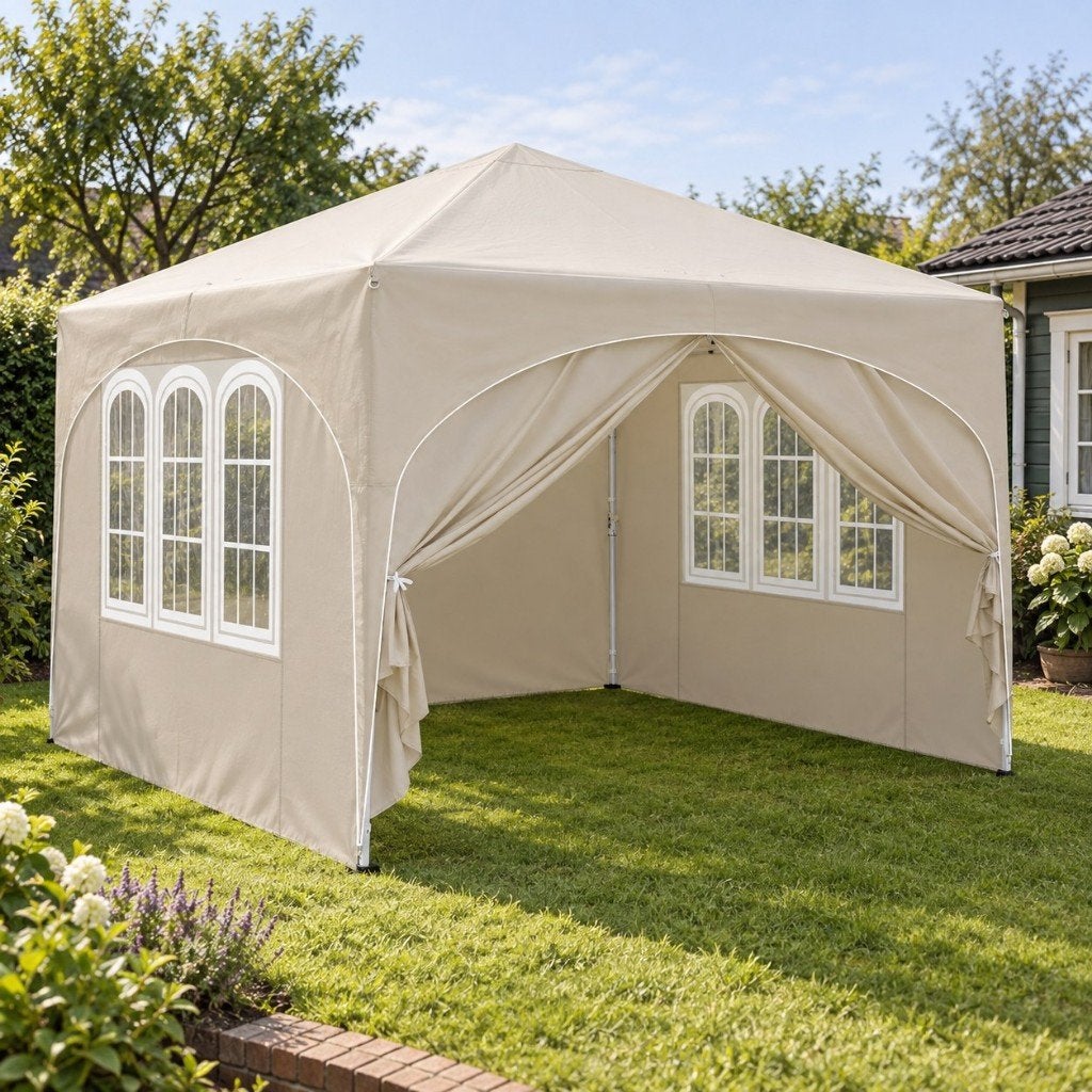 Eugad partytent beige 3  3 m – pop-up met zijwanden, Verzenden, Nieuw, Minder dan 5 meter