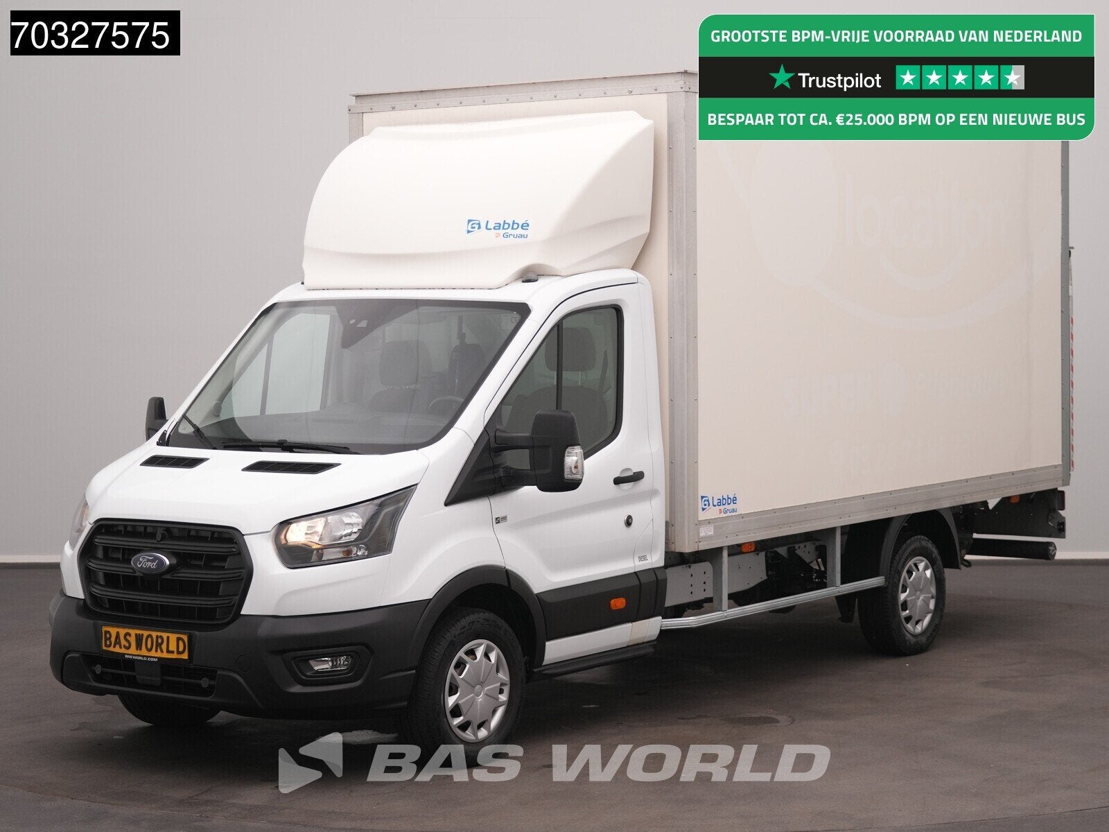 Ford Transit 130pk Laadklep Bakwagen Airco Cruise Euro6 Meub, Stof, Euro 6, 4 cilinders, Wit