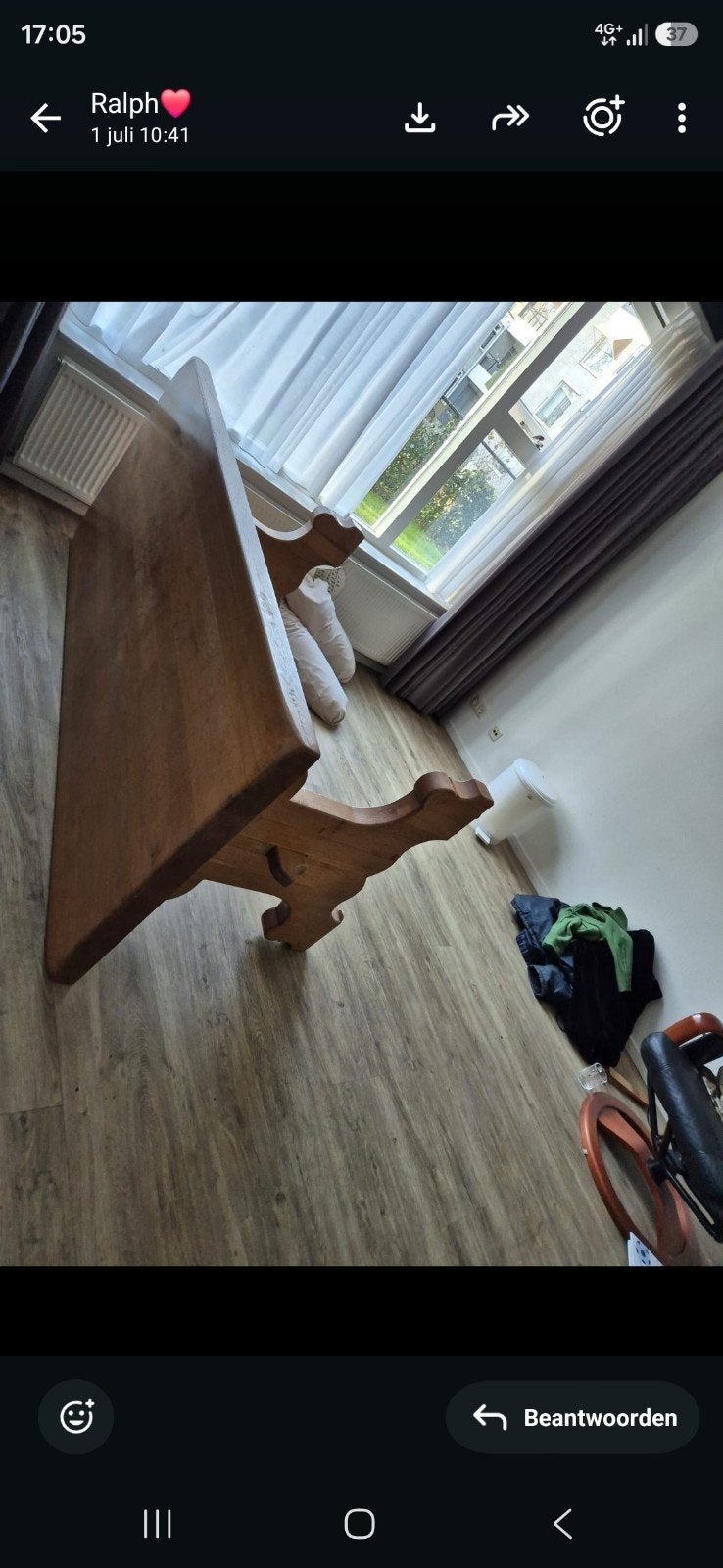 Massief eikenhouten tafel, Huis en Inrichting, Tafels | Eettafels, Ophalen, Gebruikt, Eikenhout, 50 tot 100 cm