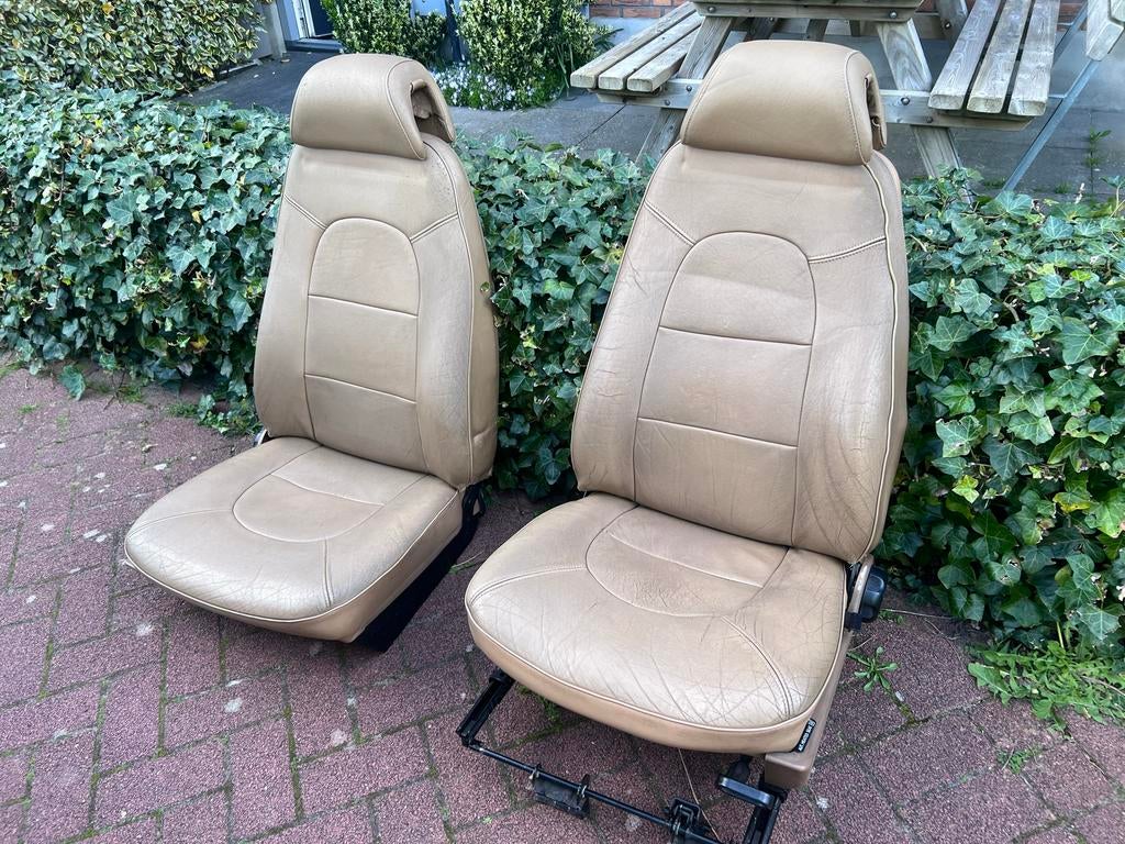 Saab 900 Classic Voorstoelen - Beige Leer, Auto-onderdelen, Interieur en Bekleding, Ophalen, Gebruikt, Saab
