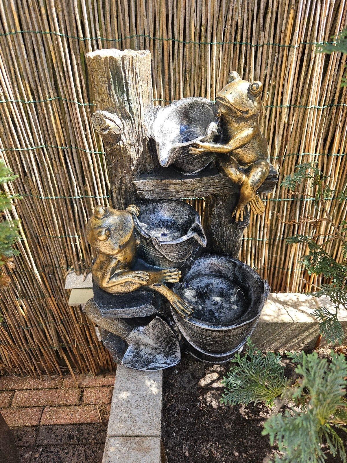Tuinbeeld Kikkerfontein - Decoratieve Waterpartij- fontijn, Tuin en Terras, Ophalen of Verzenden, Zo goed als nieuw, Kunststof