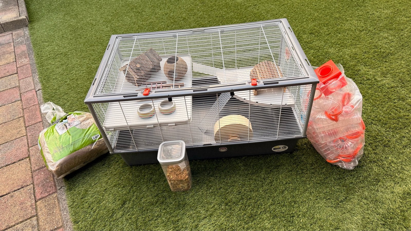Hamsterkooi met accessoires TEAB, Dieren en Toebehoren, Kooi, Gebruikt, Hamster, 75 tot 110 cm