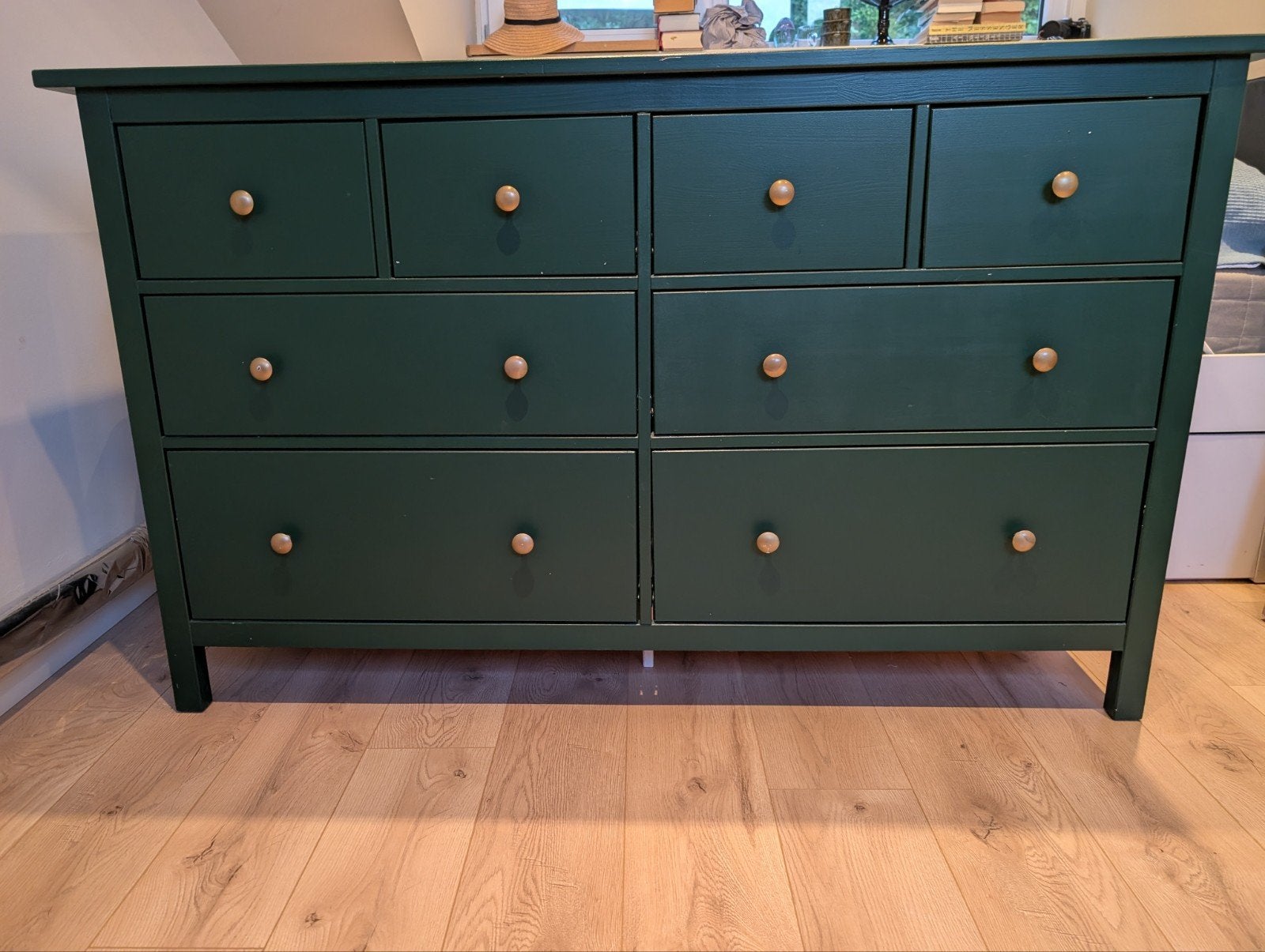 IKEA Hemnes Ladekast - Dennengroen (zelf geverfd), Ophalen, Gebruikt, 5 laden of meer, 150 tot 200 cm