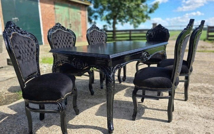 Barok stoelen en tafel, Ophalen, Zo goed als nieuw, Zwart