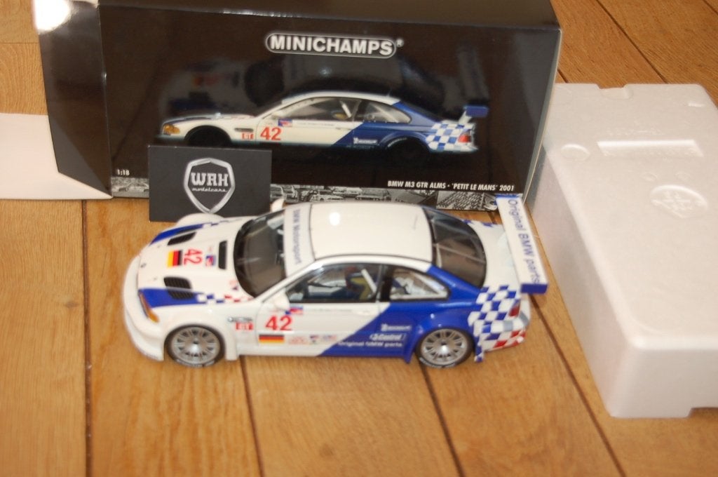 1:18 BMW M3 E46 GTR PETIT LEMANS #42 Minichamps WRH, Verzenden, Zo goed als nieuw, Auto, MiniChamps