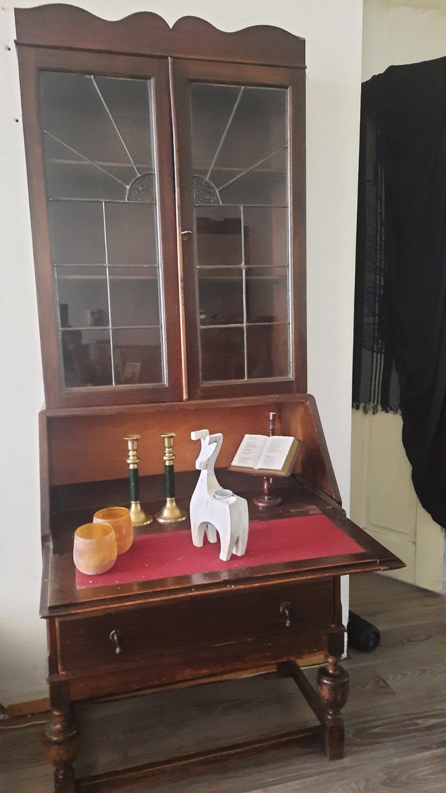 Antiek secretaire met vitrinekast, Ophalen of Verzenden