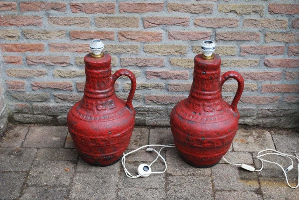 Vintage xl vaaslamp rood, Huis en Inrichting, Ophalen, Overige merken, Vintage, Natuurlijk materiaal