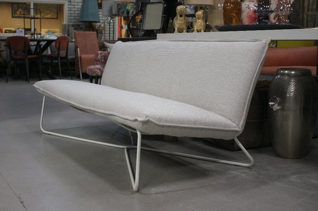 2 x luxe tuinbank EARL Jess Design metaal stof beige bank, Ophalen, Zo goed als nieuw, Overige materialen
