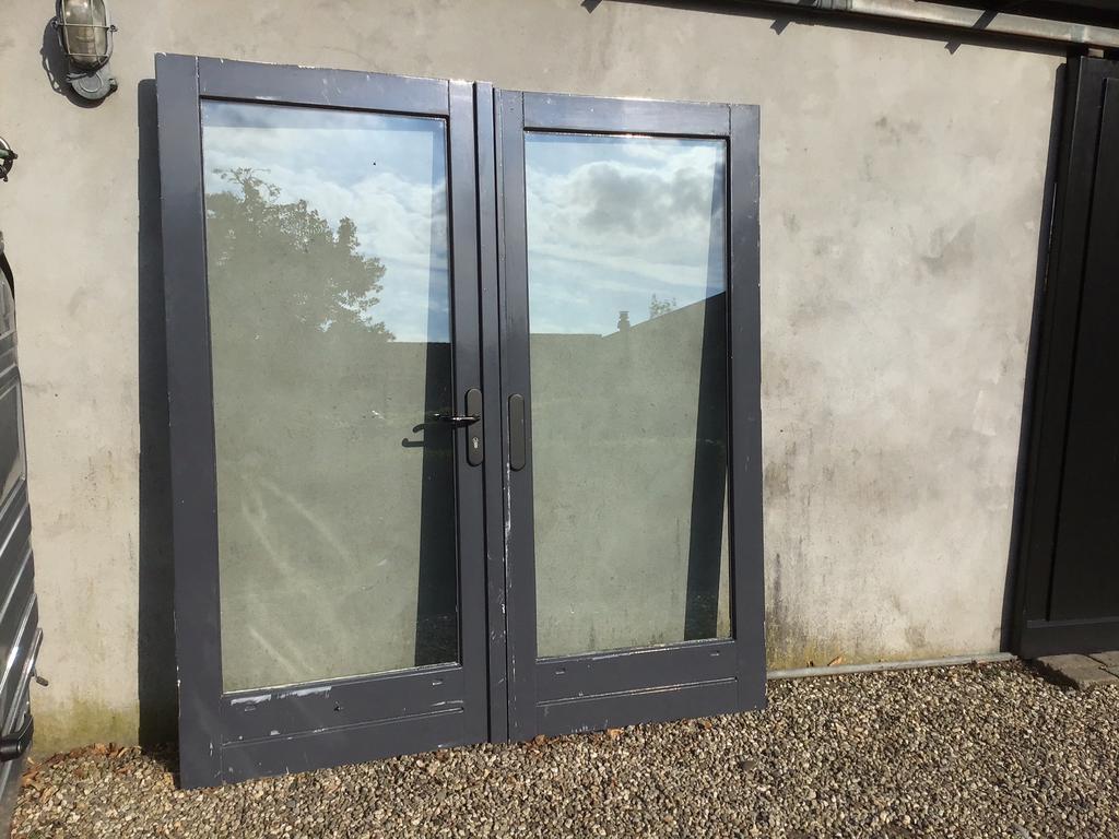 Openslaande dubbele deuren tuindeuren serre Tiny house, Ophalen, Gebruikt, 120 cm of meer, Buitendeur